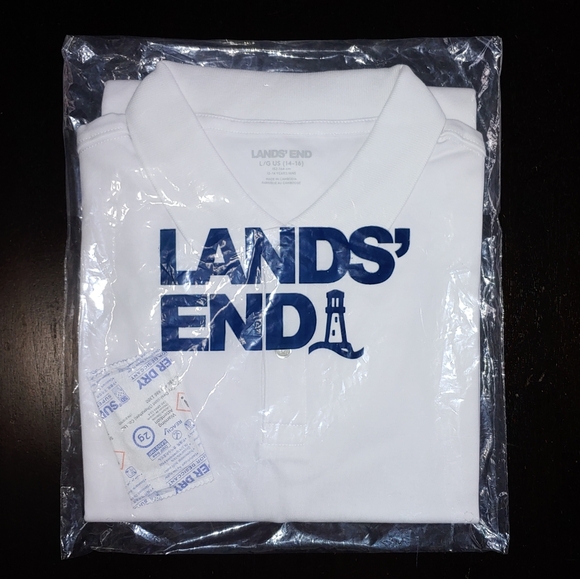 Lands End Kids White Short Sleeve Polo Shirt for Boys or Girls Size L XL 14 - 16 - Picture 4 of 5